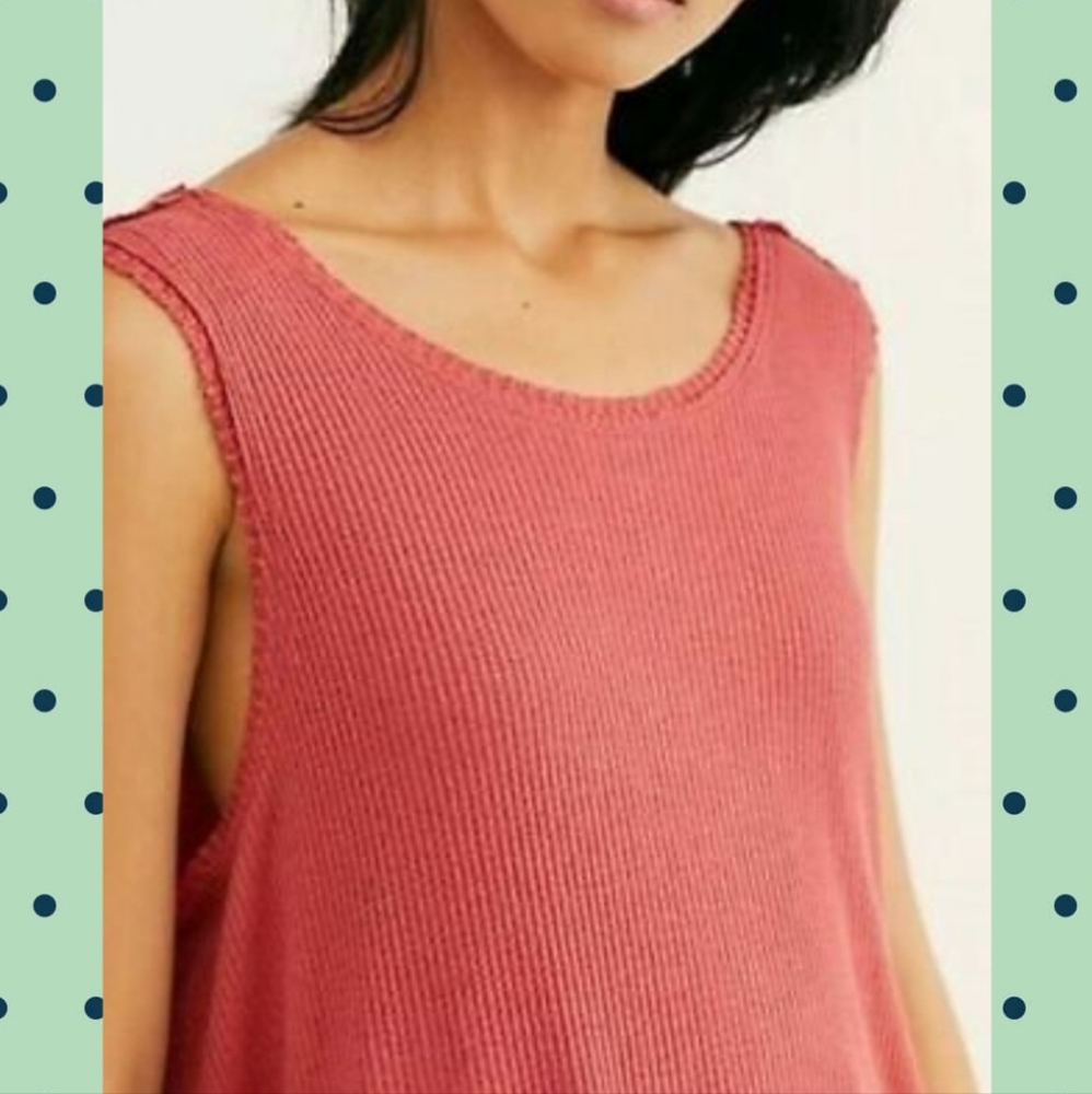 We The Free | Free People Flor De Mayo Tank Top Red Orange Scoop Neck Size S/M - Picture 5 of 9